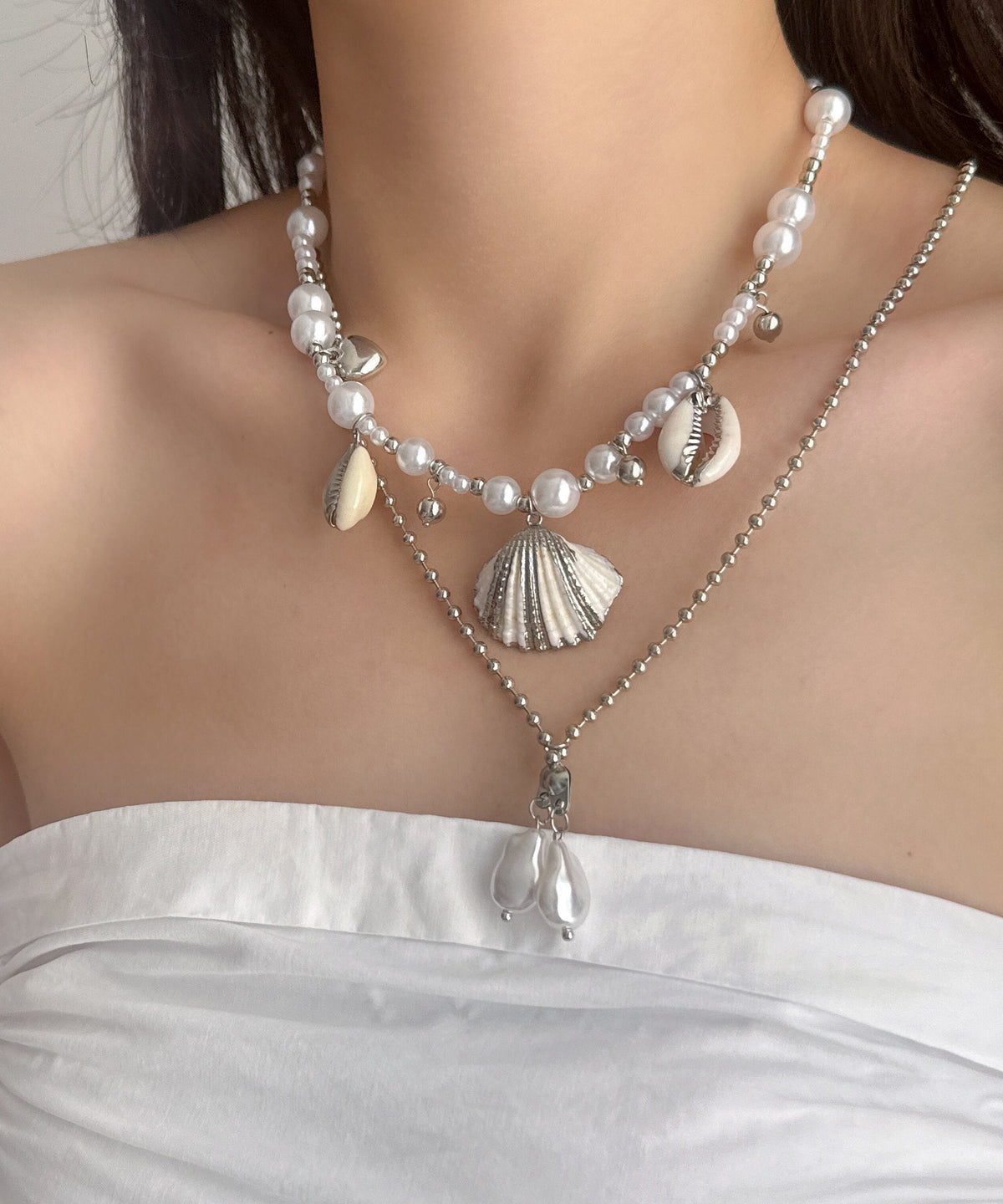 Collier Femme Pendentif Double Couche Style Moderne 2