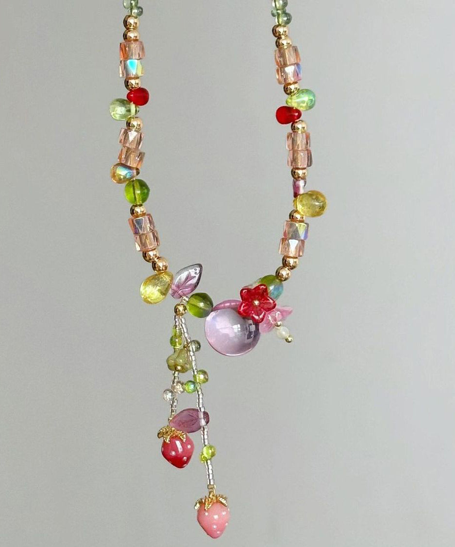 Collier Femme Pendentif Fraise Asymétrique Multicolore 4