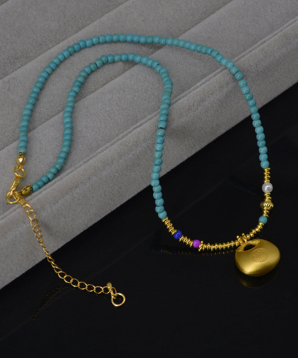 Collier Femme Pendentif Turquoise Design Original 4