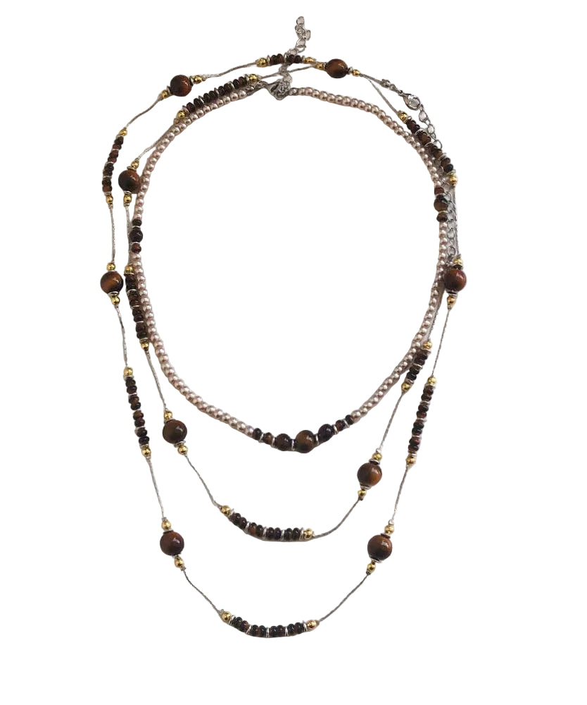 Collier Femme Perles Graduées Style Oeil de Tigre 4