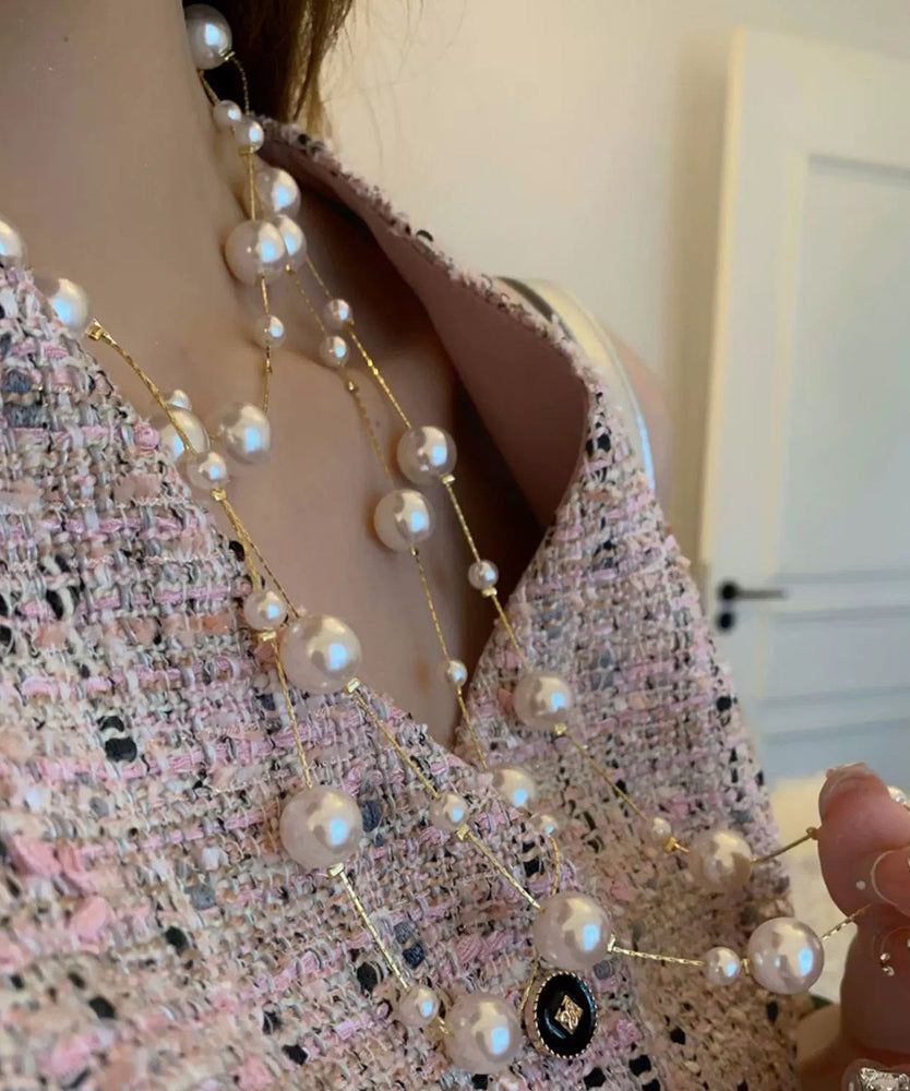 Collier Femme Perles Graduées avec Pampilles Style Cuivré 3