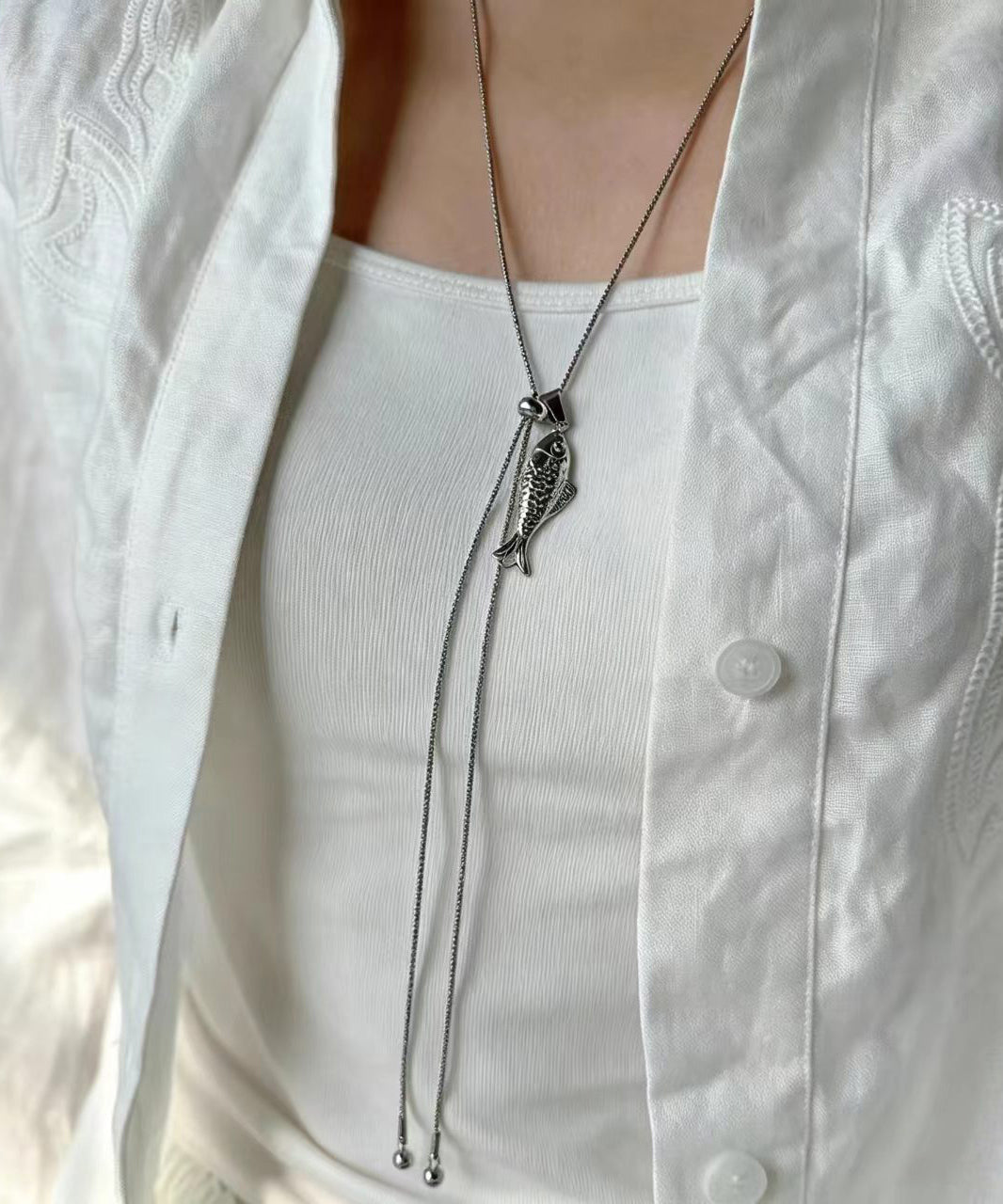 Collier Femme Style Boho Lariat Petit Poisson 0