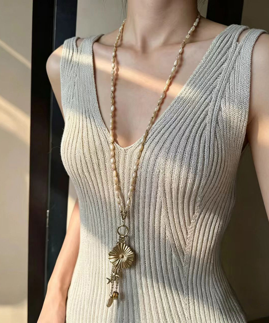 Collier Lariat Femme Style Chic Perles de Verre 4
