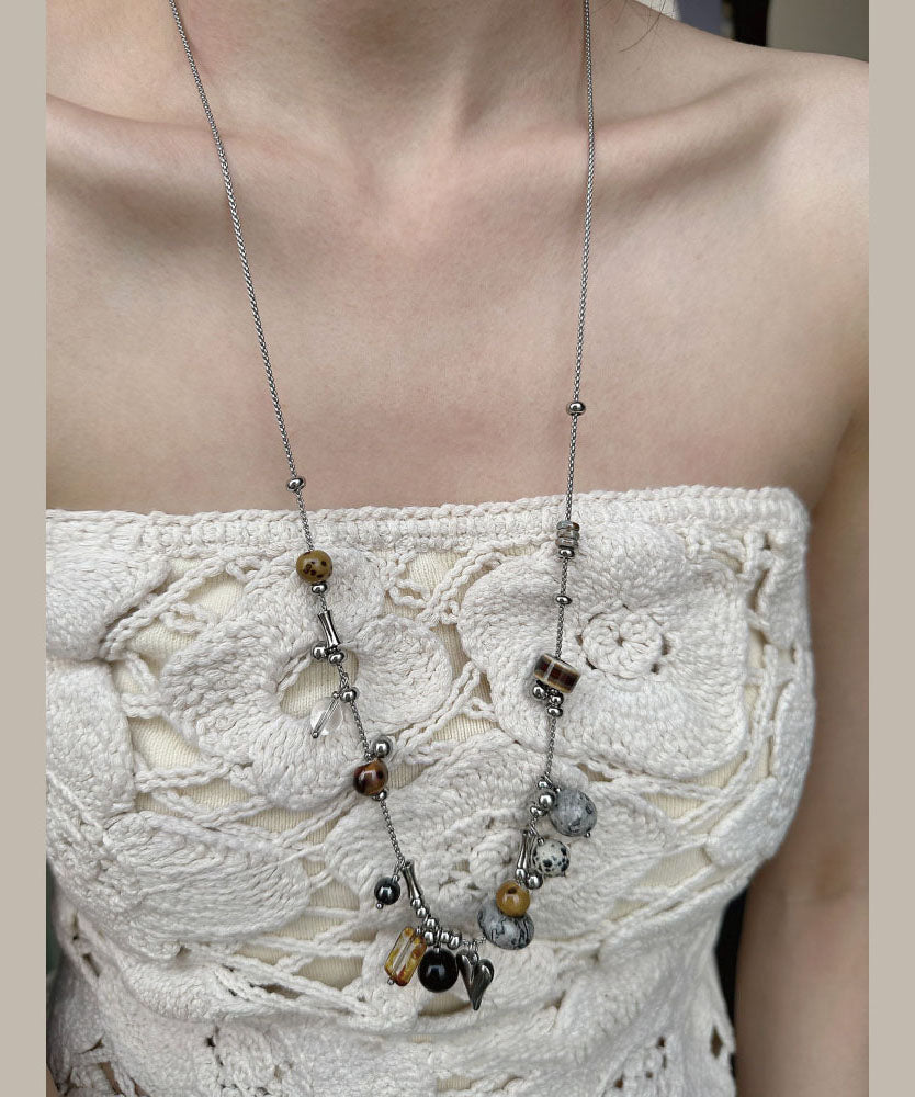 Collier Long pour Femme avec Pendentif Pierre Naturelle 1