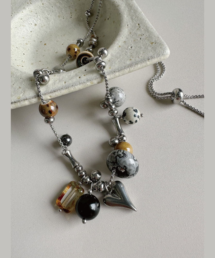 Collier Long pour Femme avec Pendentif Pierre Naturelle 2