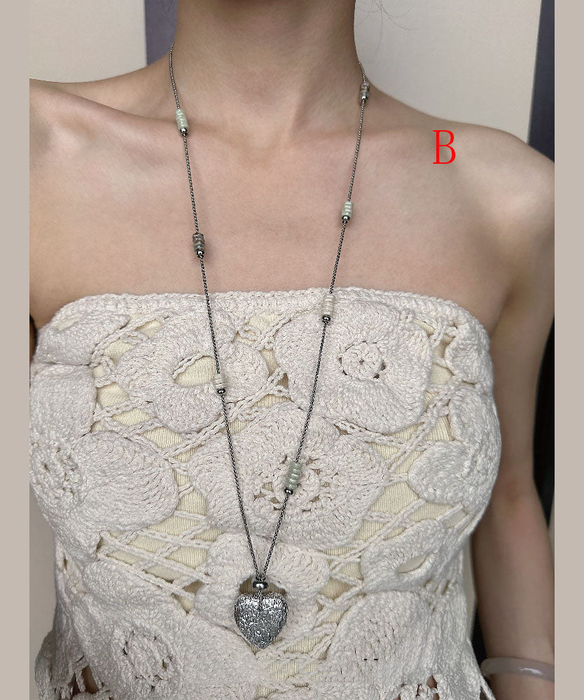 Collier long pour femme style bohème avec pendentif cœur 3