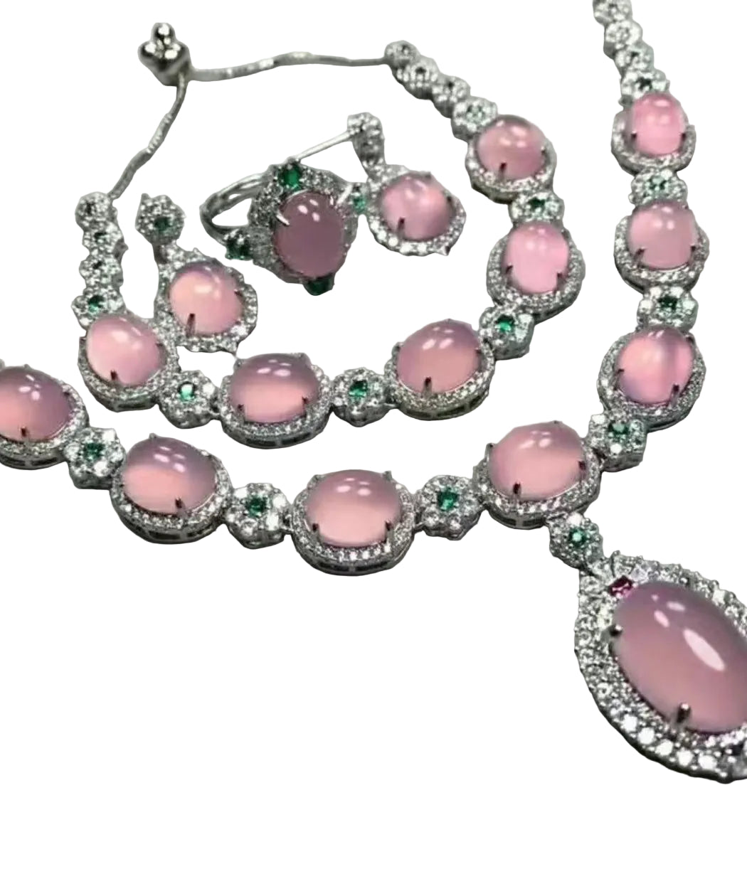 Collier pendentif pour femme avec pierres en zircon ensemble 4 pièces 1
