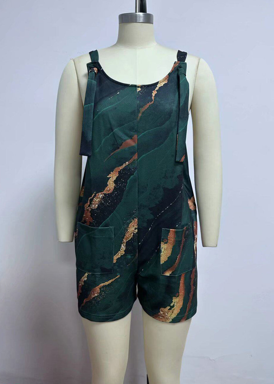 Combinaison Femme Ample Col Rond Sans Manches avec Poches Imprimées 3