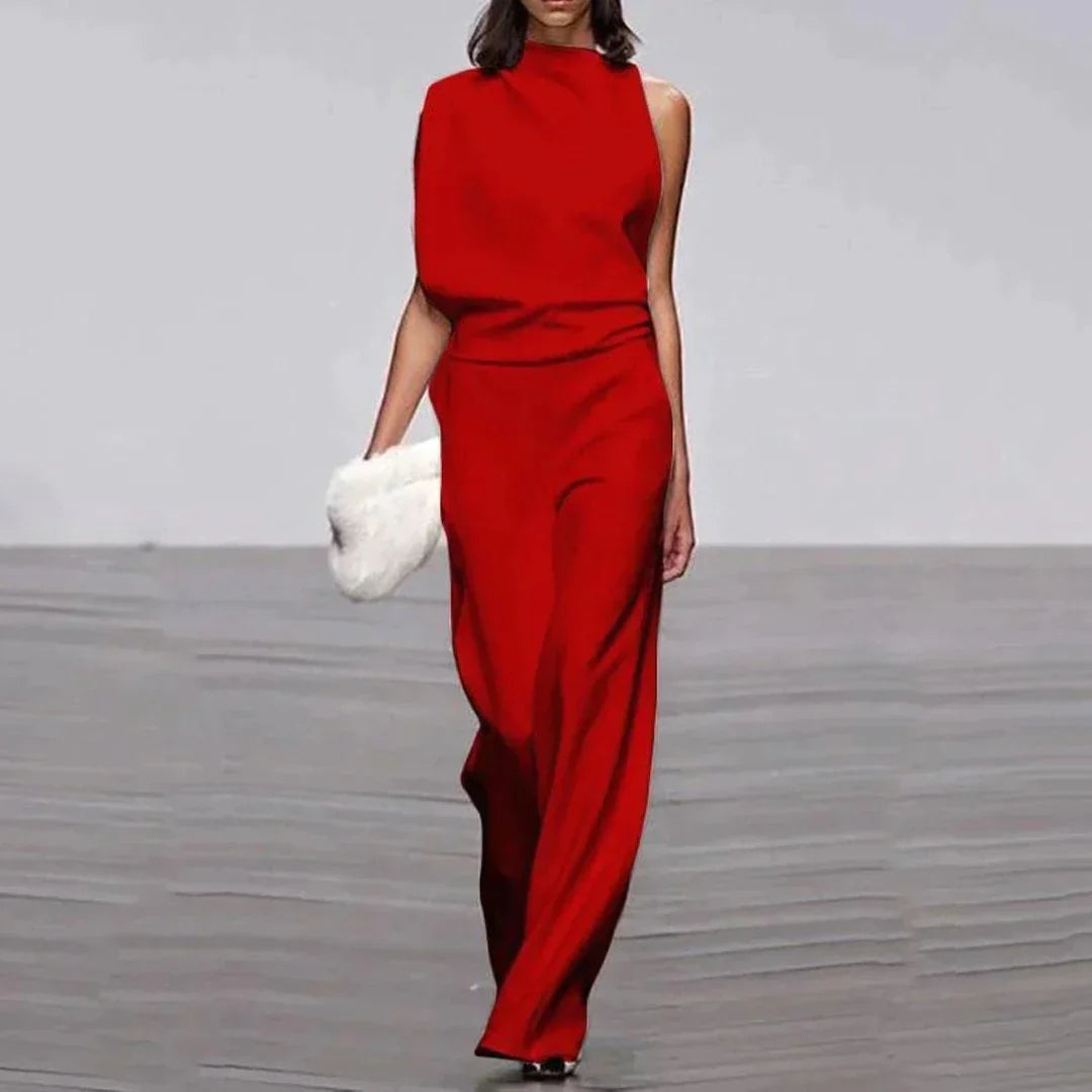 Combinaison Femme Chic Asymétrique Col Haut Tissu Doux Extensible 2