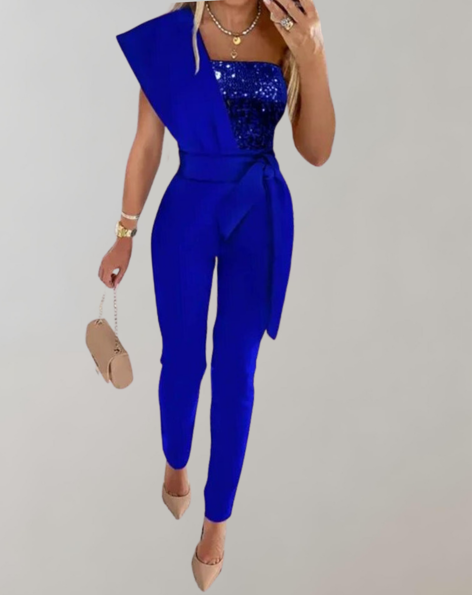 Combinaison Femme Chic avec Ceinture à Nœud 4