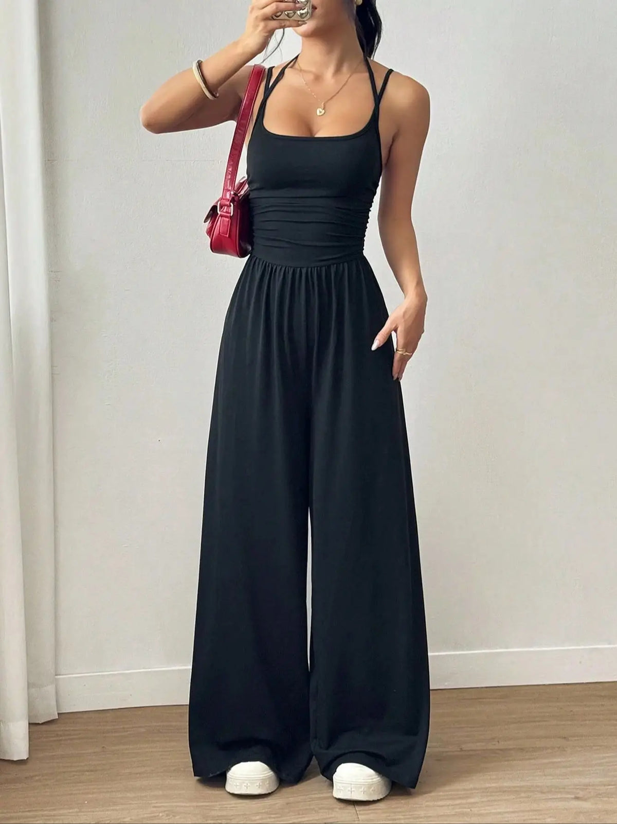Combinaison Femme Décontractée à Jambes Amples 6