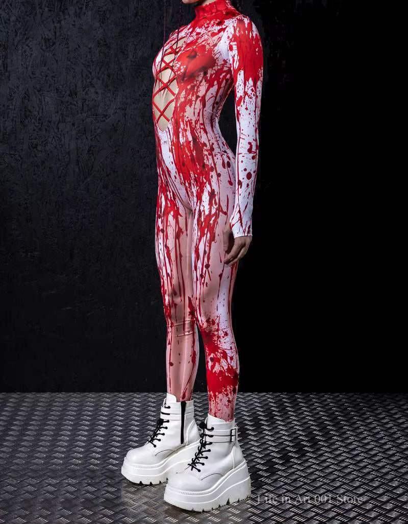 Combinaison Femme Imprimée 3D Style Cyberpunk pour Carnaval et Cosplay 1