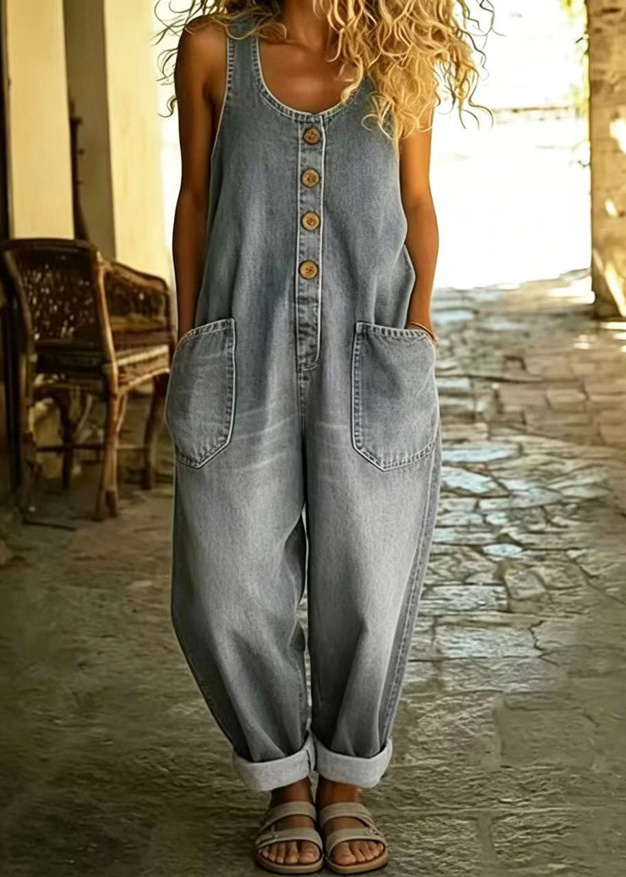 Combinaison Femme Oversize Style Vintage avec Poches 2