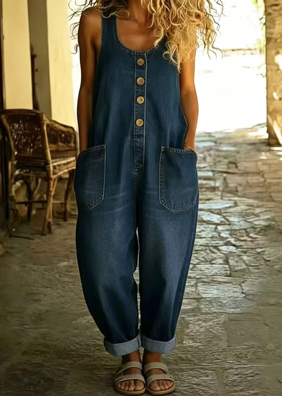 Combinaison Femme Oversize Style Vintage avec Poches 4