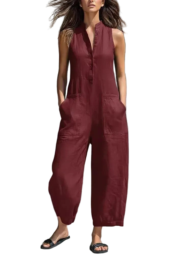 Combinaison Femme Taille Haute Sans Manches Style Patchwork 4