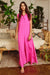 Combinaison Pantalon Large Satin Fuchsia 1