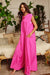 Combinaison Pantalon Large Satin Fuchsia 2