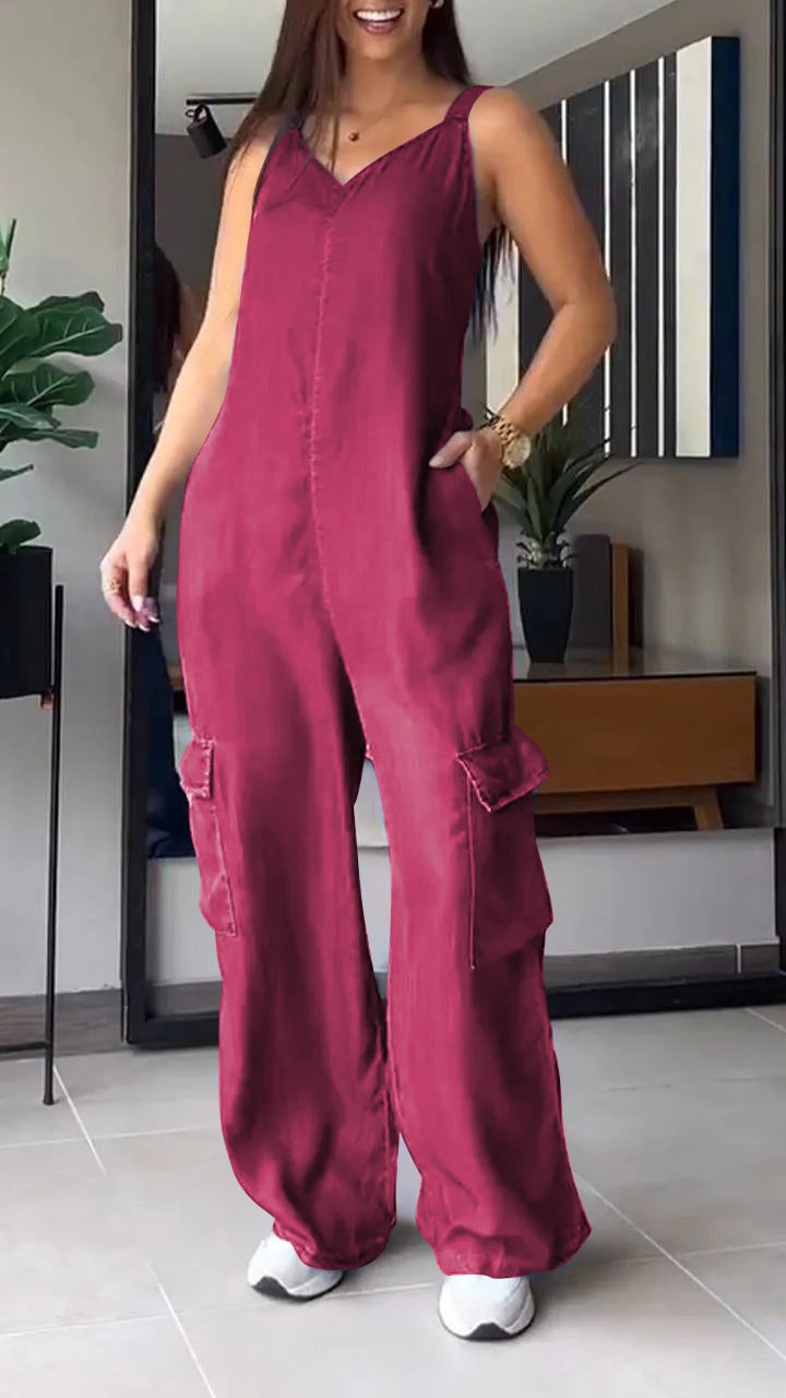 Combinaison en Jean Femme Style V-Haut Confortable