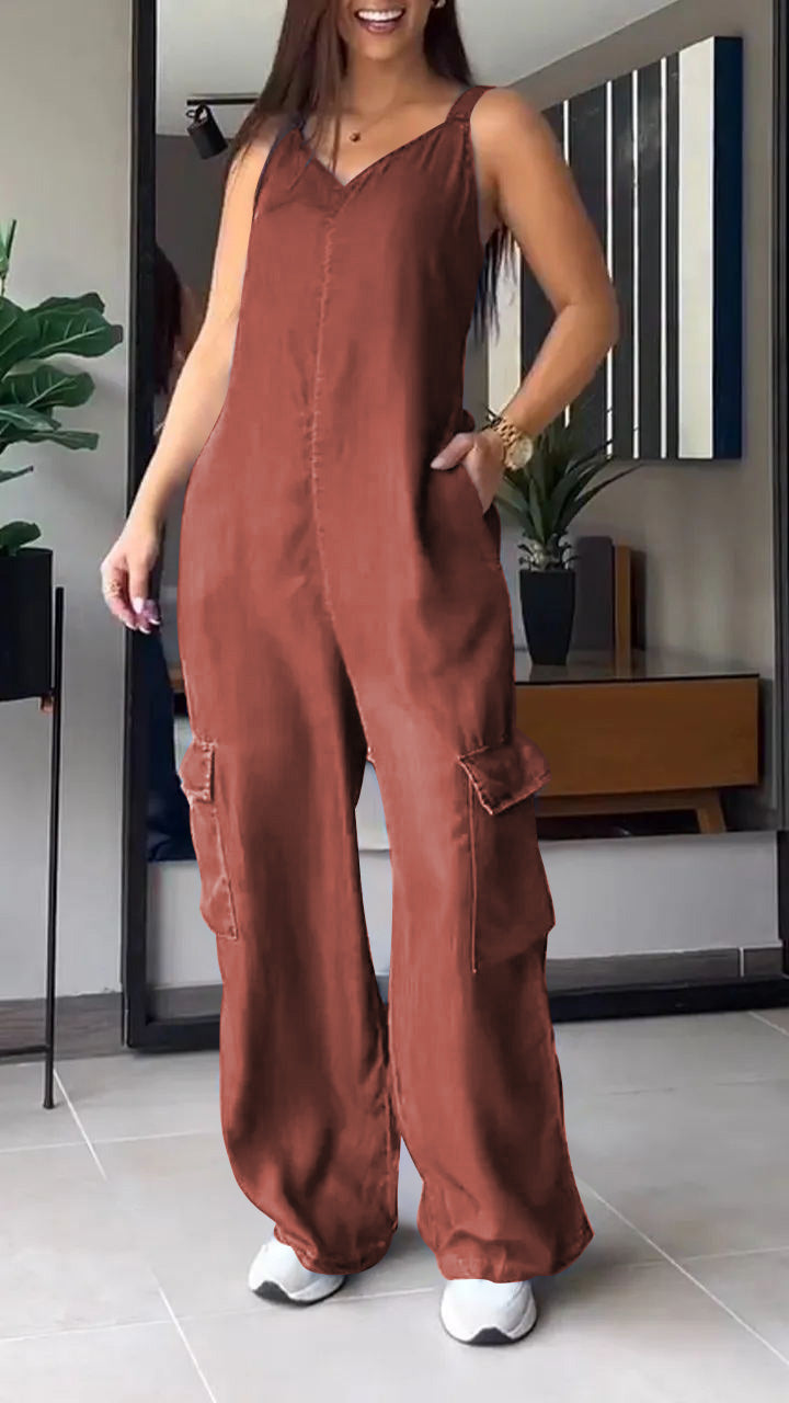 Combinaison en Jean Femme Style V-Haut Confortable