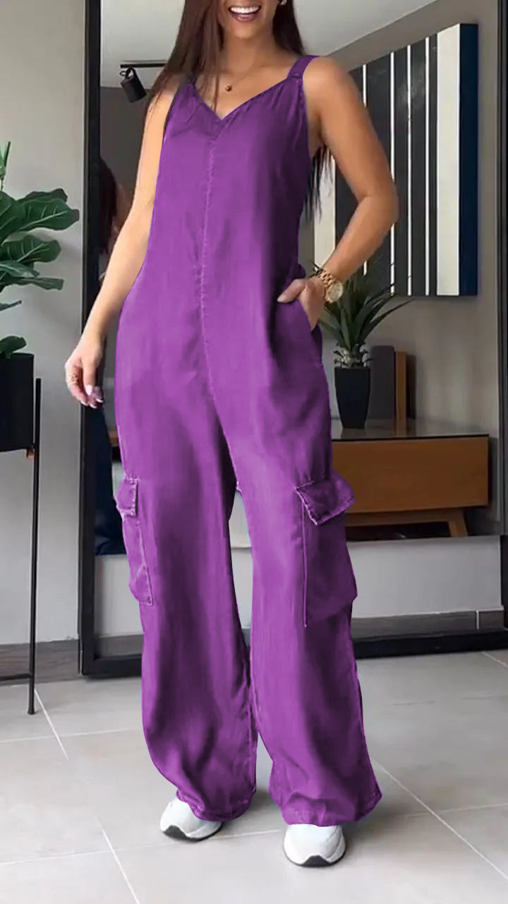 Combinaison en Jean Femme Style V-Haut Confortable