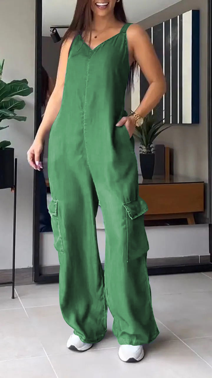 Combinaison en Jean Femme Style V-Haut Confortable