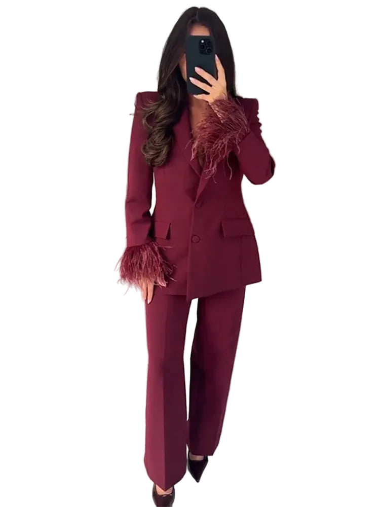 Costume Femme Blazer et Pantalon Chic 0
