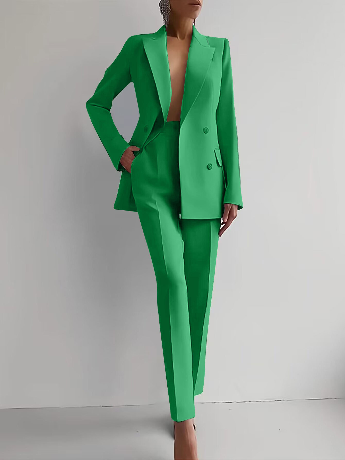 Costume Femme Chic Ensemble Tailleur Veste et Pantalon Moderne 1
