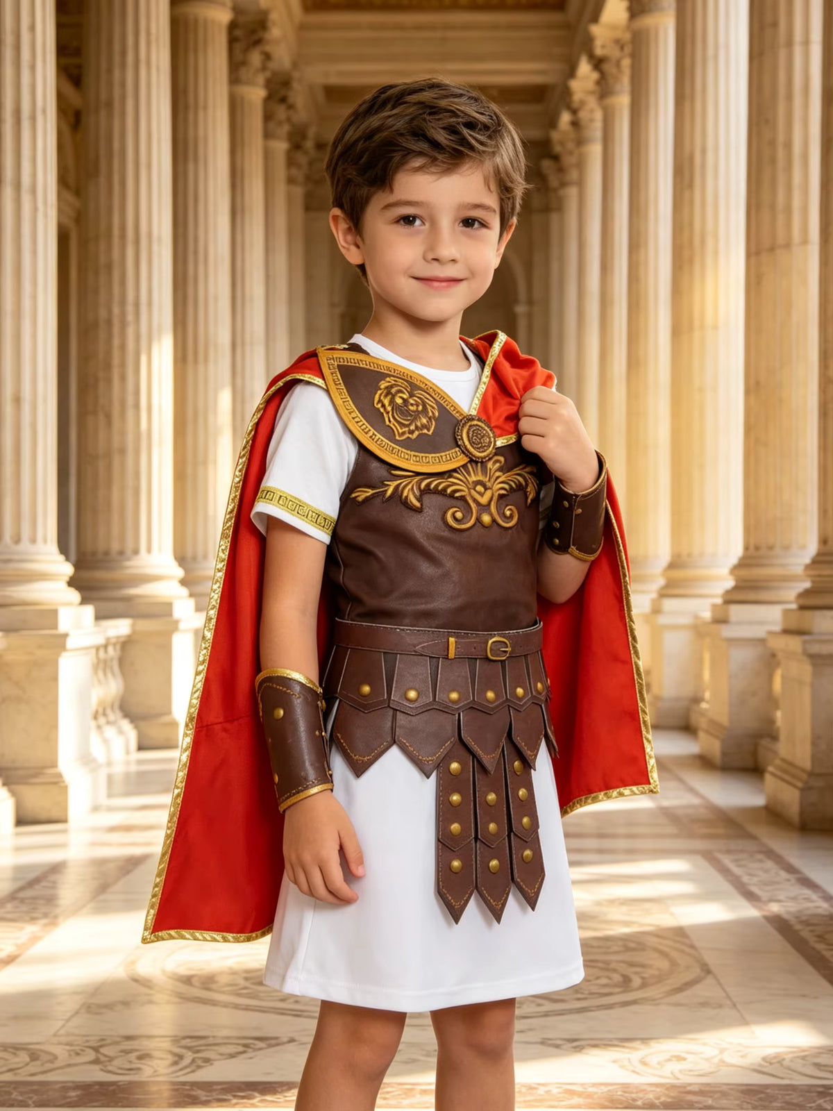 Costume Femme Guerrière Romaine avec Cape et Épaulière 0