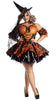 Costume Femme Sorcière Halloween Style Carnaval avec Robe et Chapeau Pointu 2