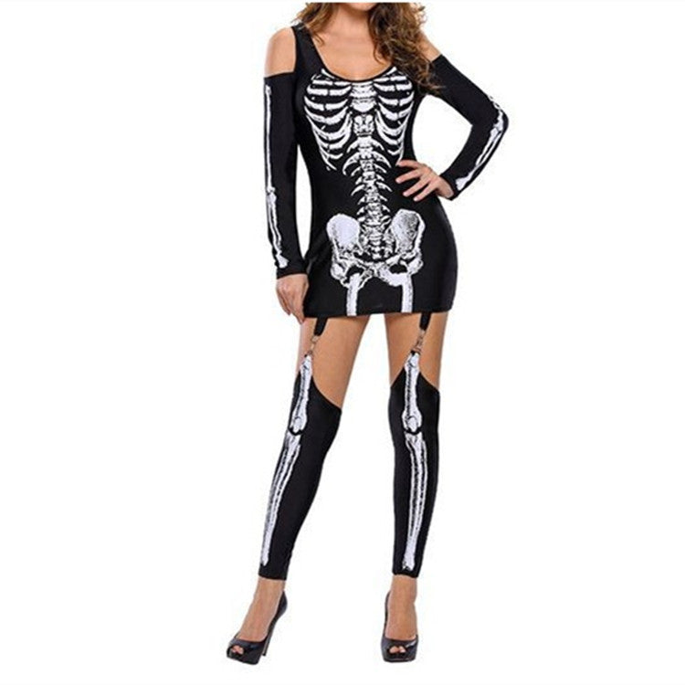 Costume d'Halloween Enfant Imprimé Squelette Manches Longues Tissu Doux 3