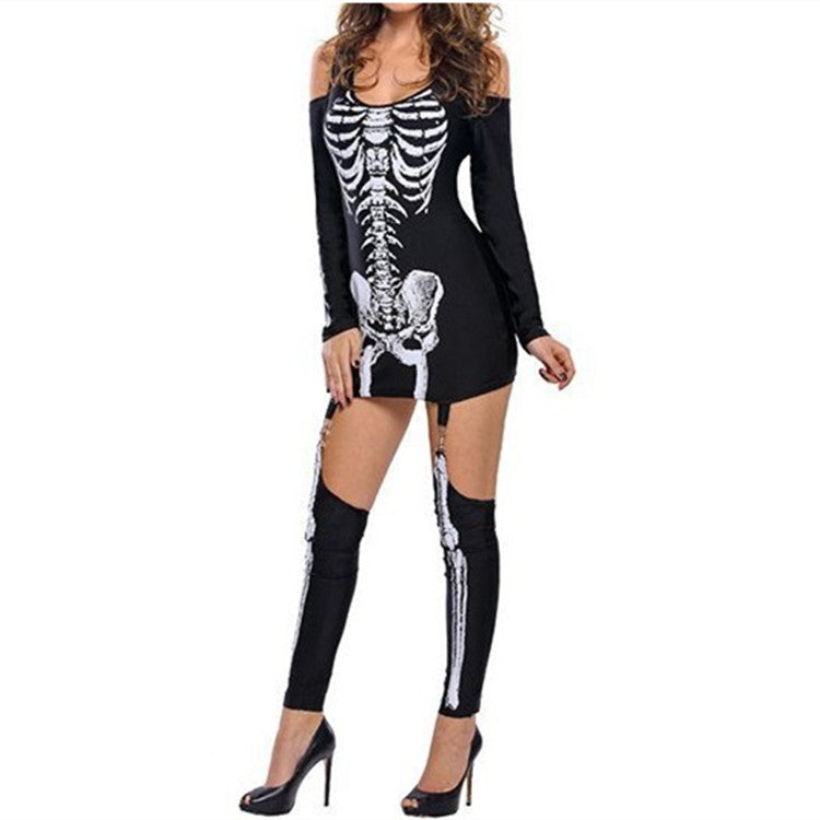 Costume d'Halloween Enfant Imprimé Squelette Manches Longues Tissu Doux 4