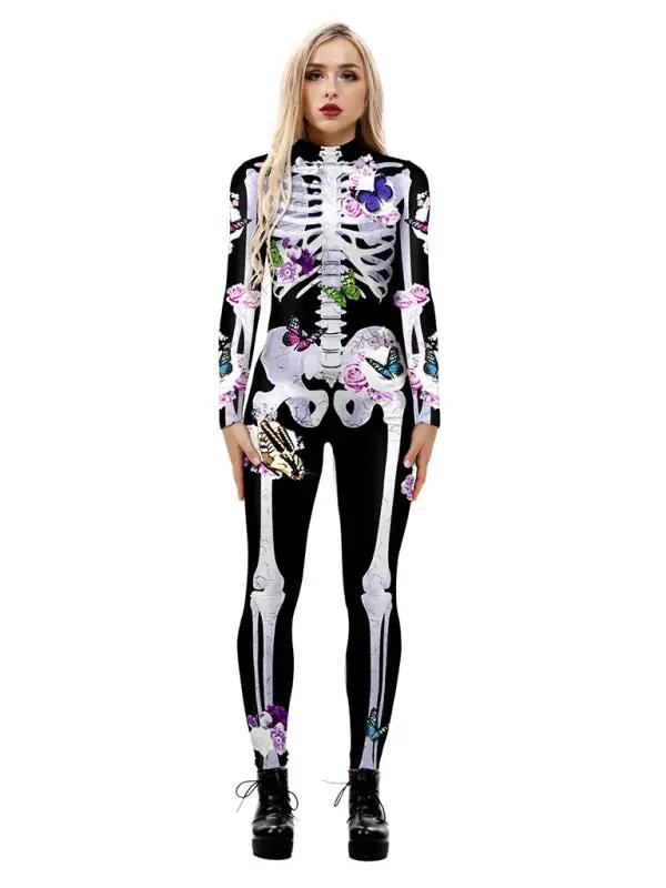 Costume d'Halloween Femme Imprimé Squelette Floral 0