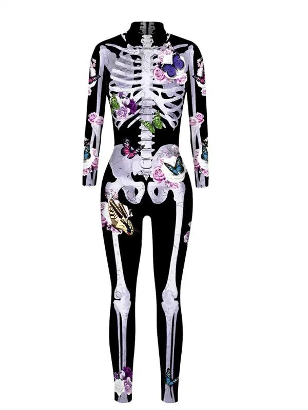 Costume d'Halloween Femme Imprimé Squelette Floral 3