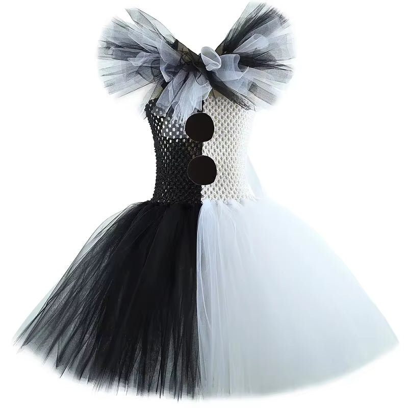Costume de Clown pour Fille Style Tutu Noir et Blanc 8