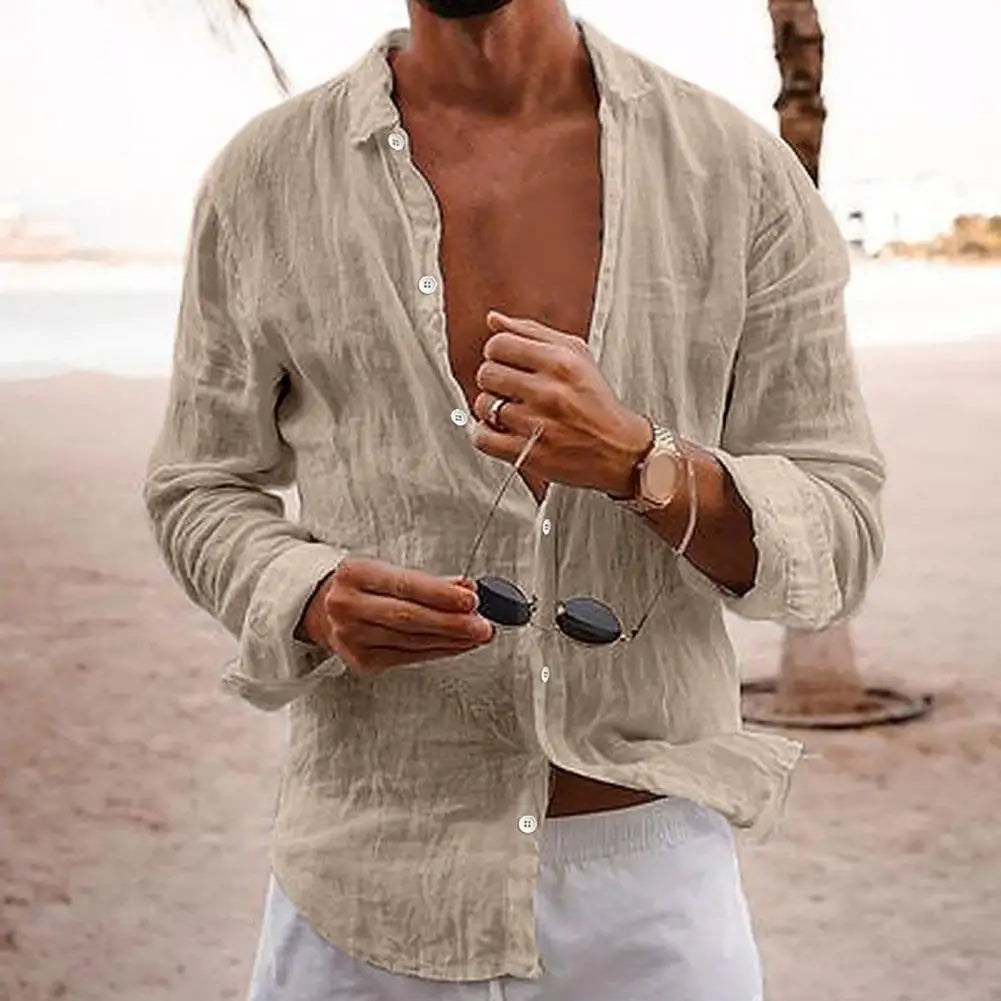 Variant image for Chemise en Lin Décontractée pour Hommes - Style Élégant et Confortable-19