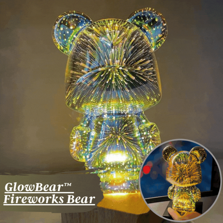 Lampe À Poser Décorative Ourson 3D Multicolore Plastique Effet Feu d'Artifice-2