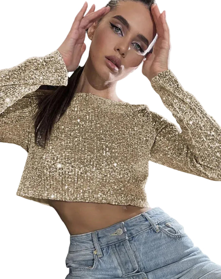 Crop Top Scintillant pour Femmes Glamour 0