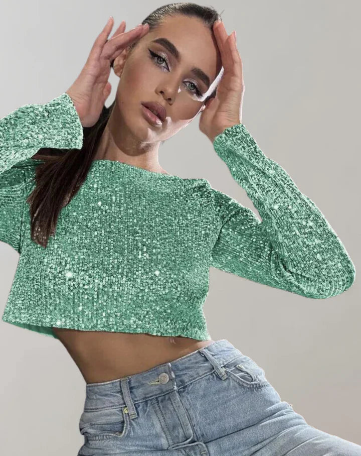 Crop Top Scintillant pour Femmes Glamour 4