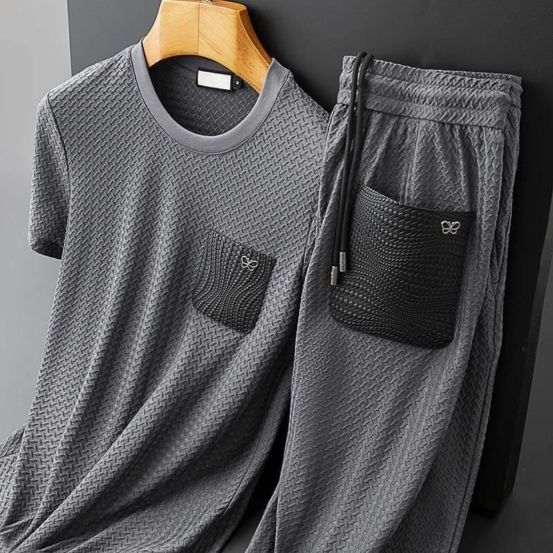 Ensemble de Loisirs pour Hommes Deux Pièces T-Shirt et Pantalon Polyester Confortable 1