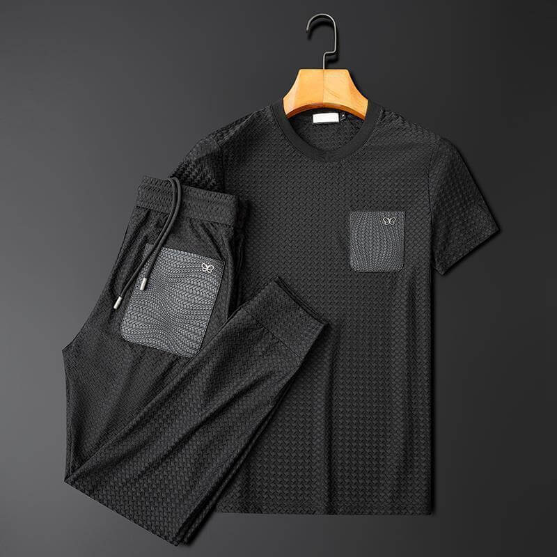 Ensemble de Loisirs pour Hommes Deux Pièces T-Shirt et Pantalon Polyester Confortable 6