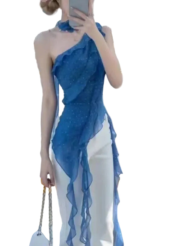 Débardeur Femme Asymétrique à Pois Style Fluide 0