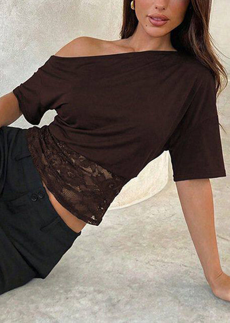 Débardeur Femme Col Roulé Dentelle Patchwork Chic 1