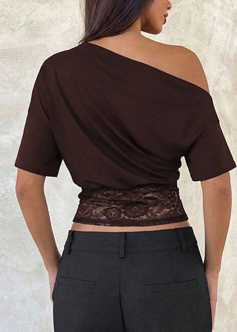 Débardeur Femme Col Roulé Dentelle Patchwork Chic 3