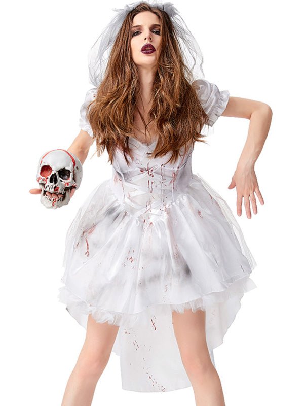 Déguisement Halloween Femme Vampiresse Détails Sanguinolents Tissu Léger 1