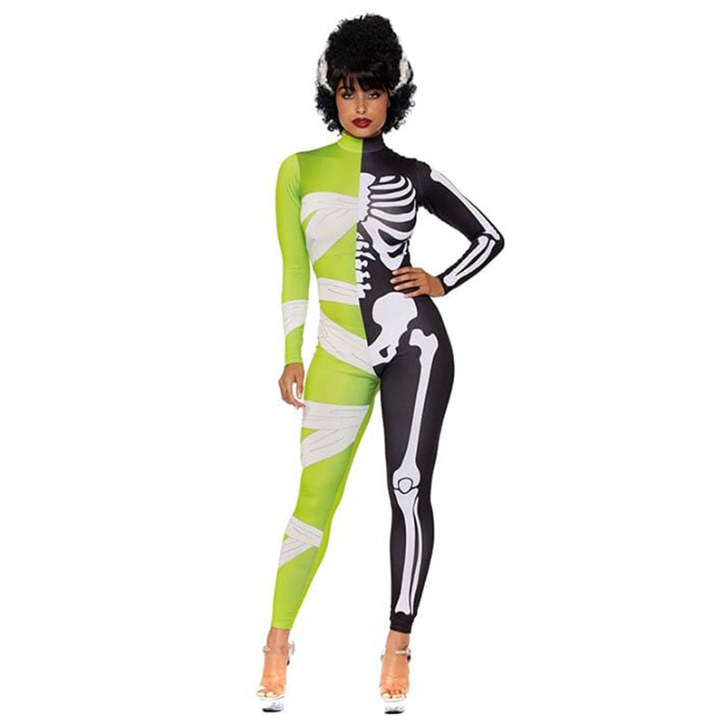 Déguisement Halloween Mixte Mumie et Squelette Asymétrique Tissu Léger 0