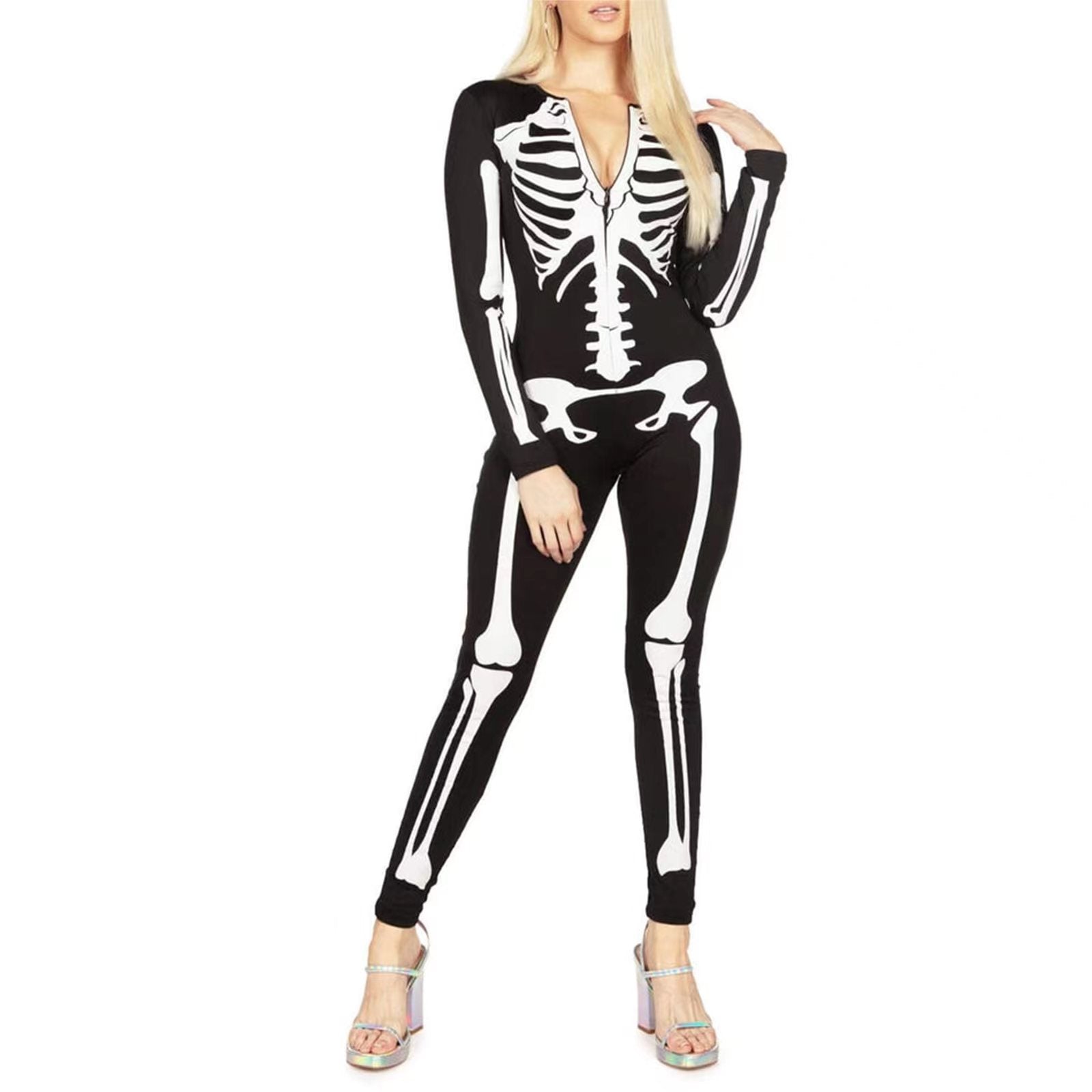 Déguisement d'Halloween Homme Squelette Imprimé Tissu Léger 1