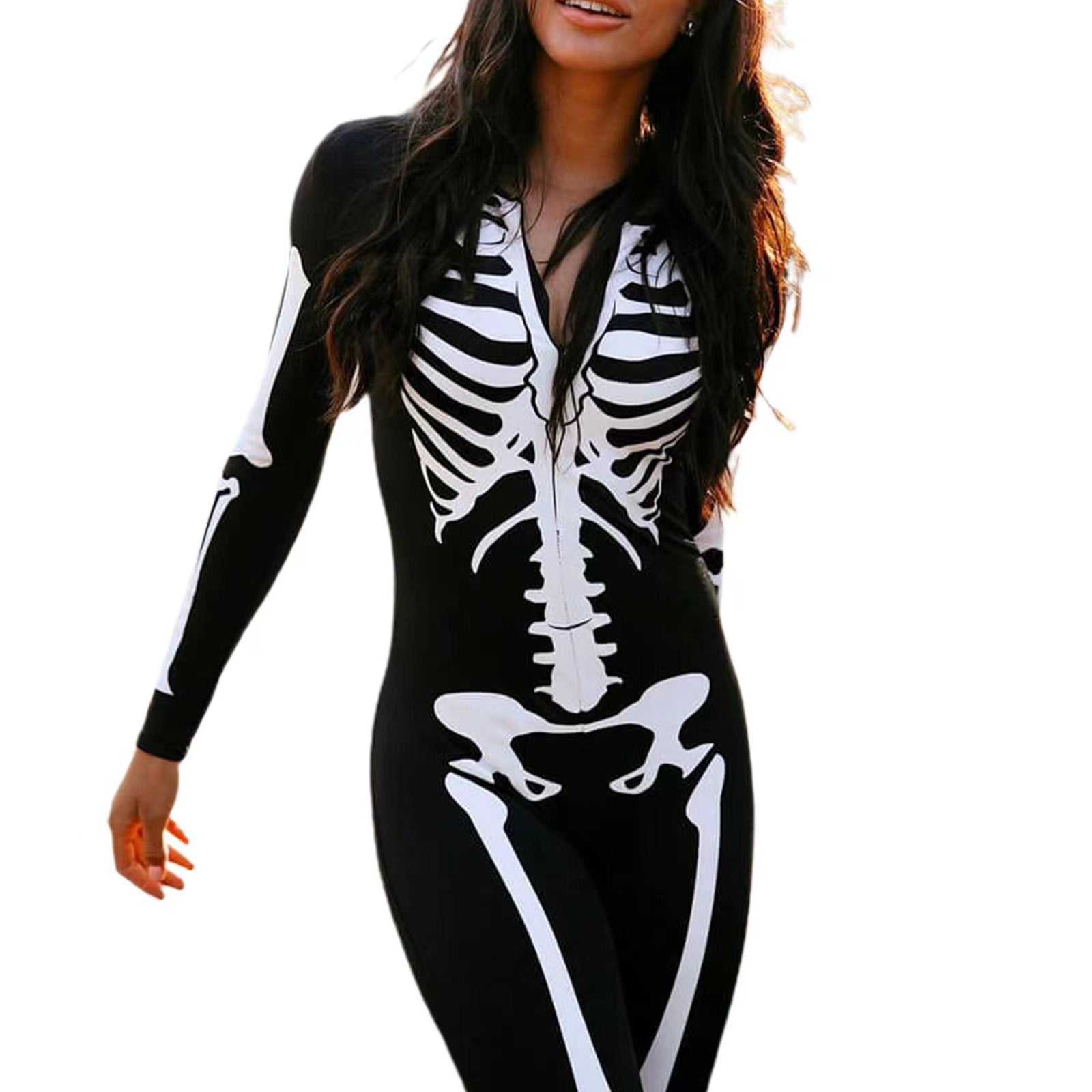Déguisement d'Halloween Homme Squelette Imprimé Tissu Léger 4