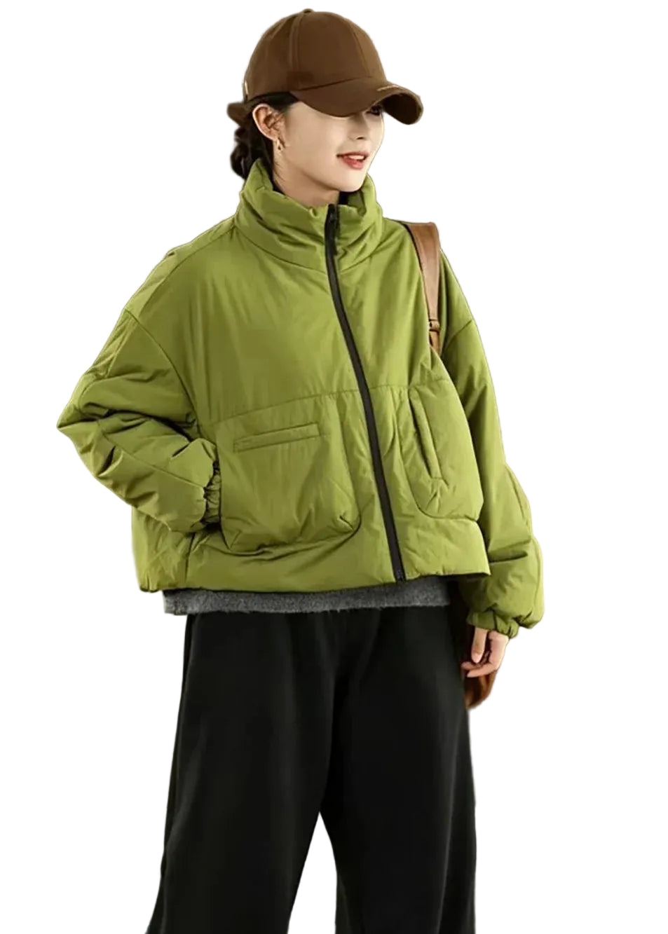 Doudoune Femme Courte Col Montant avec Poches Fonctionnelles 0