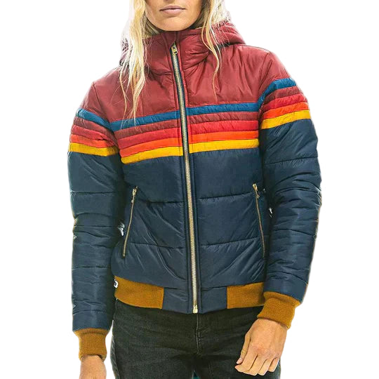Doudoune Femme Rétro à Rayures 0