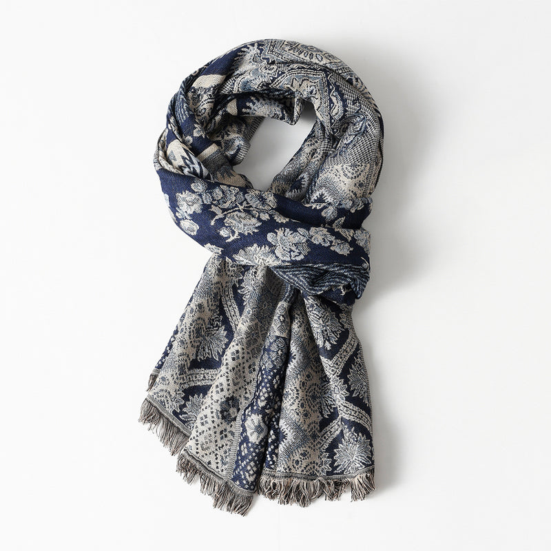 Écharpe en Jacquard avec Motifs Contrastés 0